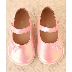 Cute Walk by Babyhug Ballerinas With Velcro Closure & Butterfly Applique - Pink
