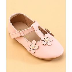 Cute Walk by Babyhug Ballerinas With Floral Applique - Pink