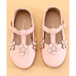 Cute Walk by Babyhug Ballerinas With Floral Applique - Pink