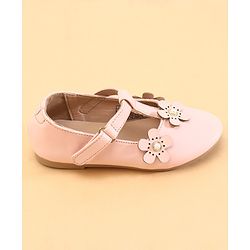 Cute Walk by Babyhug Ballerinas With Floral Applique - Pink
