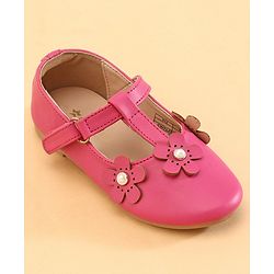 Cute Walk by Babyhug Ballerinas With Floral Applique - Pink