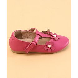 Cute Walk by Babyhug Ballerinas With Floral Applique - Pink