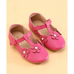 Cute Walk by Babyhug Ballerinas With Floral Applique - Pink