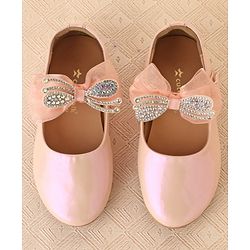 Cute Walk by Babyhug Ballerinas with Velcro Closure & Bow Applique - Light Pink