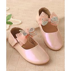 Cute Walk by Babyhug Ballerinas with Velcro Closure & Bow Applique - Light Pink