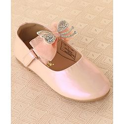 Cute Walk by Babyhug Ballerinas with Velcro Closure & Bow Applique - Light Pink
