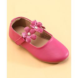 Cute Walk by Babyhug Velcro Closure Ballerina with Flower Applique -Fuchsia