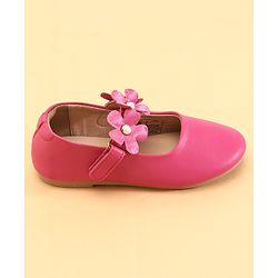 Cute Walk by Babyhug Velcro Closure Ballerina with Flower Applique -Fuchsia