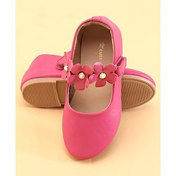 Cute Walk by Babyhug Velcro Closure Ballerina with Flower Applique -Fuchsia