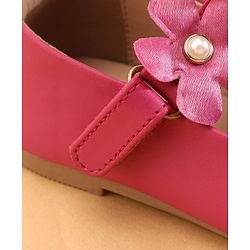 Cute Walk by Babyhug Velcro Closure Ballerina with Flower Applique -Fuchsia
