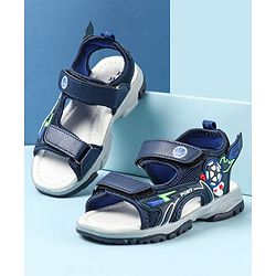 Cute Walk by Babyhug Velcro Closure Sandals with Football Applique - Navy Blue
