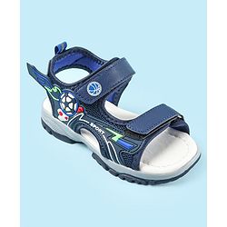 Cute Walk by Babyhug Velcro Closure Sandals with Football Applique - Navy Blue