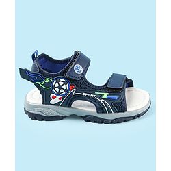 Cute Walk by Babyhug Velcro Closure Sandals with Football Applique - Navy Blue
