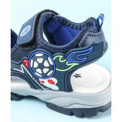 Cute Walk by Babyhug Velcro Closure Sandals with Football Applique - Navy Blue