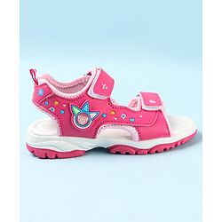 Cute Walk by Babyhug Sandals With Velcro Closure & Hearts Design - Fuchsia