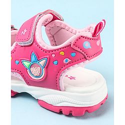 Cute Walk by Babyhug Sandals With Velcro Closure & Hearts Design - Fuchsia