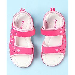 Cute Walk by Babyhug Sandals With Velcro Closure & Hearts Design - Fuchsia