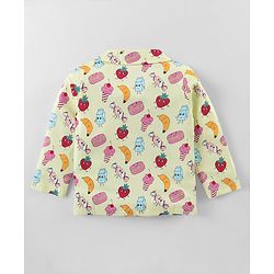 Babyhug Single Jersey Knit Full Sleeves Night Suit With Fruit Doodles Print - Yellow