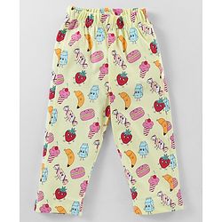 Babyhug Single Jersey Knit Full Sleeves Night Suit With Fruit Doodles Print - Yellow