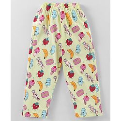 Babyhug Single Jersey Knit Full Sleeves Night Suit With Fruit Doodles Print - Yellow