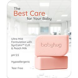 Babyhug Pro Sensitive pH 5.5 Peach Milk Bathing Bar - 75 g | Paediatrician Tested | 100% Soap Free | Tear Free