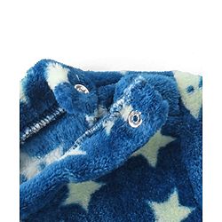 Babyhug Velour Knit Full Sleeves Winter Wear Night Suit With Stars Print - Navy Blue
