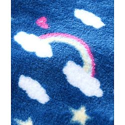 Babyhug Velour Knit Full Sleeves Winter Wear Night Suit with Cloud Print - Navy Blue