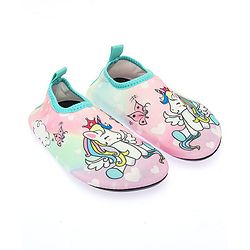 Cute Walk by Babyhug Slip On Water Shoes Unicorn Print - Pink
