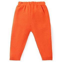 Babyhug Knit Full Sleeves Sweater Set with Heart Design -Orange & Off White