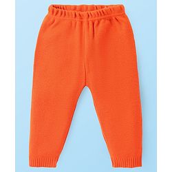 Babyhug Knit Full Sleeves Sweater Set with Heart Design -Orange & Off White