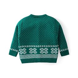 Babyhug Knit Full Sleeves Front Open Sweater Set with Polka Dot Design - Green