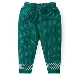 Babyhug Knit Full Sleeves Front Open Sweater Set with Polka Dot Design - Green