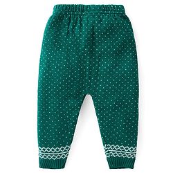 Babyhug Knit Full Sleeves Front Open Sweater Set with Polka Dot Design - Green