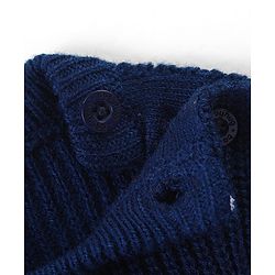 Babyhug Knitted Full Sleeves Pullover Sweater Set With Stripes Design - Navy Blue