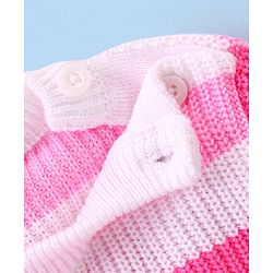 Babyhug Knitted Full Sleeves Pullover Sweater Set With Stripes Design - Pink