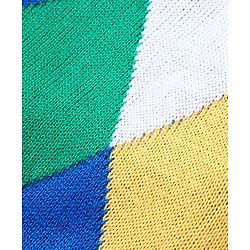 Babyhug Knitted Full Sleeves Front Open Hooded Sweater With Colour Block - Blue
