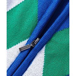 Babyhug Knitted Full Sleeves Front Open Hooded Sweater With Colour Block - Blue