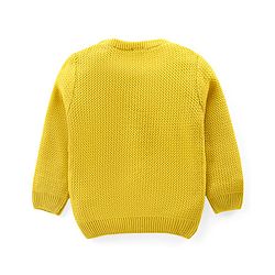 Babyhug Knitted Full Sleeves Pullover Sweater with Sequin Pineapple Design - Light Yellow