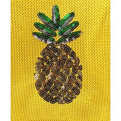 Babyhug Knitted Full Sleeves Pullover Sweater with Sequin Pineapple Design - Light Yellow