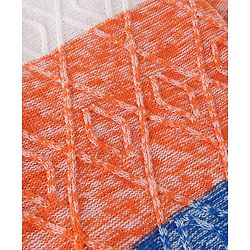 Babyhug Knit Full Sleeves Colour Block Pullover Sweater with Cable Knit Design - White Blue & Orange
