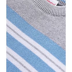 Babyhug Knitted Full Sleeves Pullover Striped Light Weight Sweater - Blue & Grey
