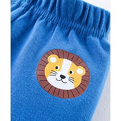 Babyhug Interlock Knit Full Length Bootie  Leggings with Striped & Animal Print Pack of 3 - Blue & Orange