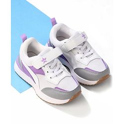 Cute Walk by Babyhug Slip On Sneakers with Velcro Closure - White & Purple