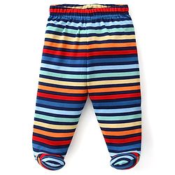 Babyhug Interlock Knit Striped Bootie Leggings with Vehicle & Text Print Pack of 3 - Multicolour