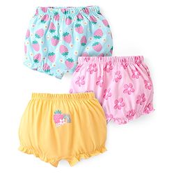 Babyhug 100% Cotton Knit Printed Bloomers Floral Print Pack of 3 - Multicolour