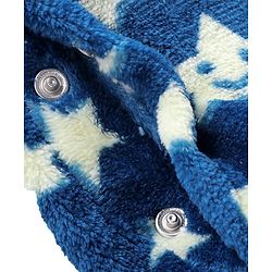 Babyhug Velour Knit Full Sleeves Winter Wear Sleep Suit With Stars Print - Navy