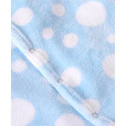 Babyhug Velour Knit Full Sleeves Sleep Suit With Polka Dots Print - Blue