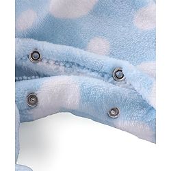 Babyhug Velour Knit Full Sleeves Sleep Suit With Polka Dots Print - Blue