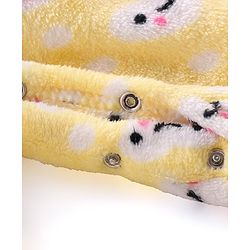 Babyhug Velour Knit Full Sleeves Footed Winter Sleep Suit with Hearts Print - Yellow