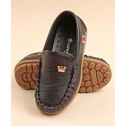 Cute Walk by Babyhug Slip On  Loafers with Crown Applique - Black